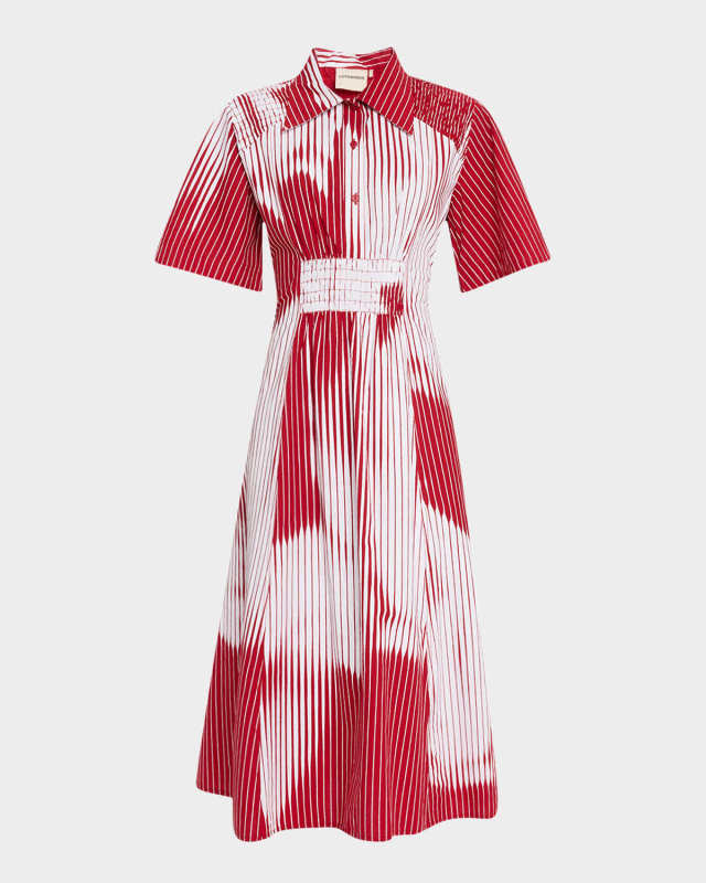 Elevated Abstract-Print Midi Shirtdress
